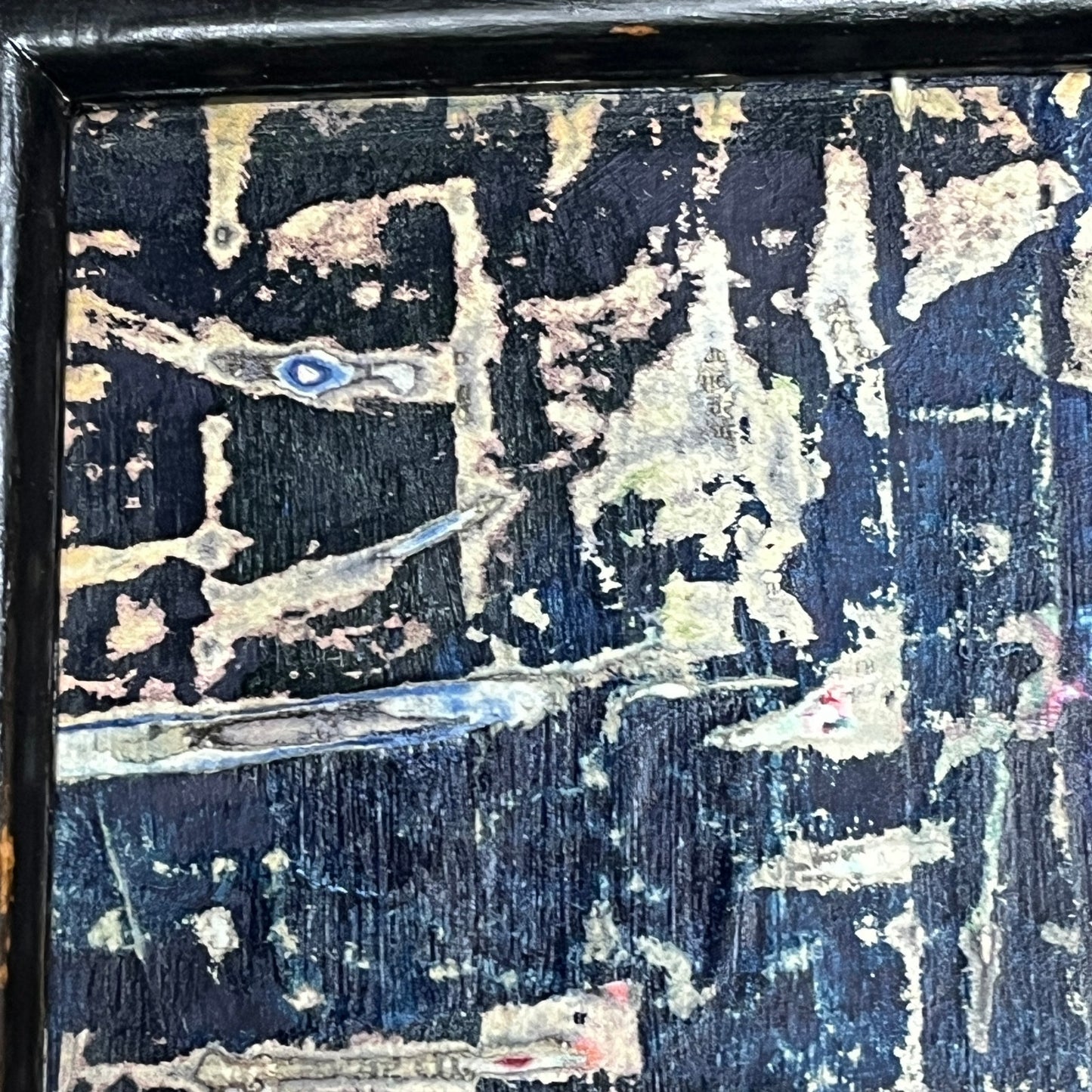 Original Framed Mixed Media Modern Art Collage Painting Tall Slim 7x22 "Study"