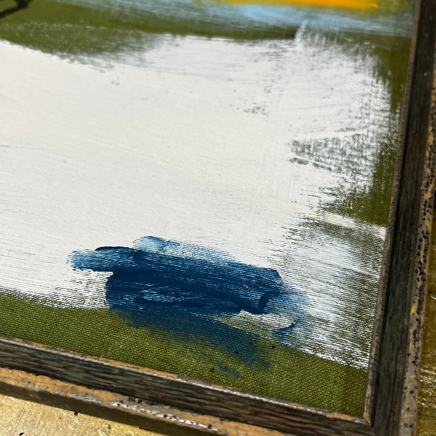 Original Framed Mixed Media Abstract Art Painting 10x13 "Connection"