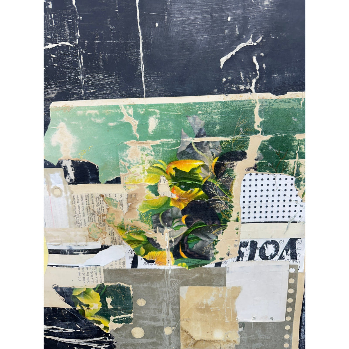 Original Mixed Media Modern Art Collage Painting 18x24 "Cimier" Signed