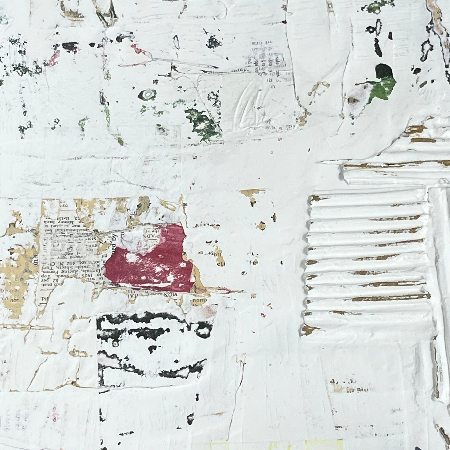 Original Framed Minimalist Modern Art Collage Painting 12x18 "Tychism"