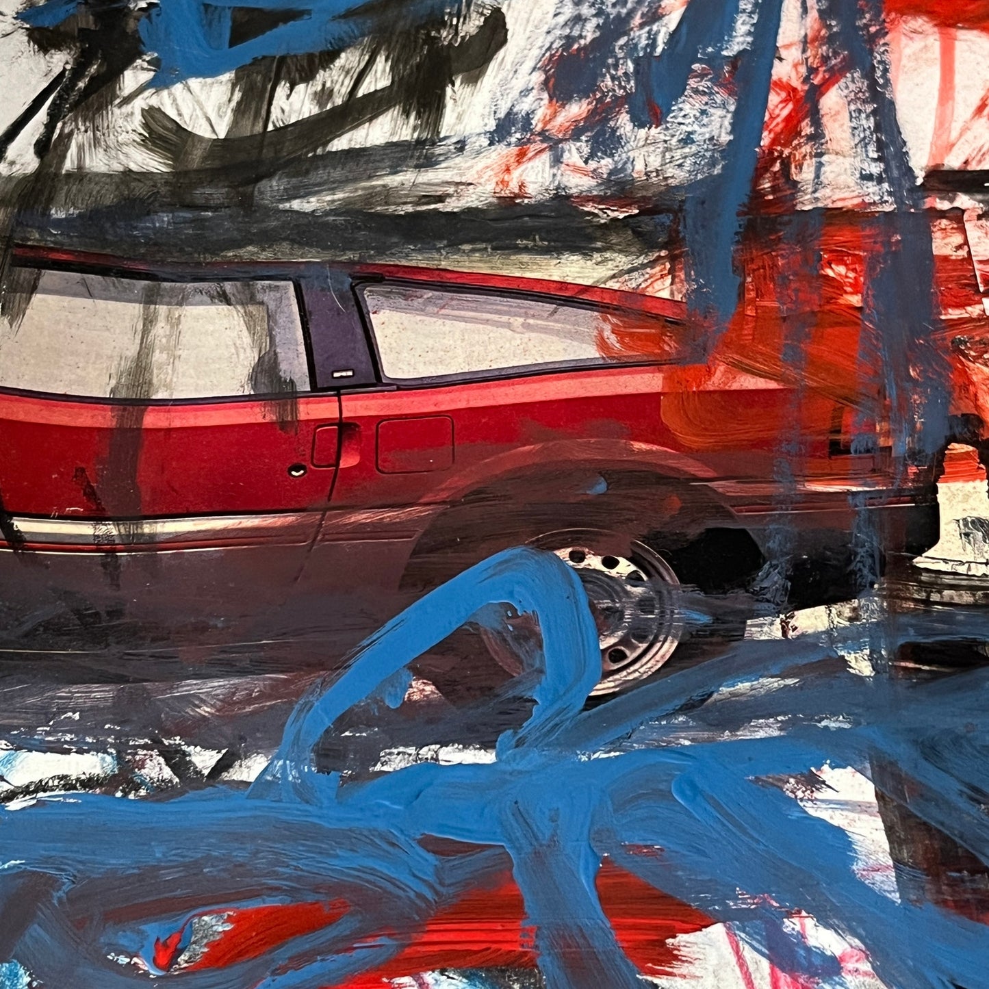 Original Mixed Media Abstract Art Painting 18x24 “1980s Honda" Signed