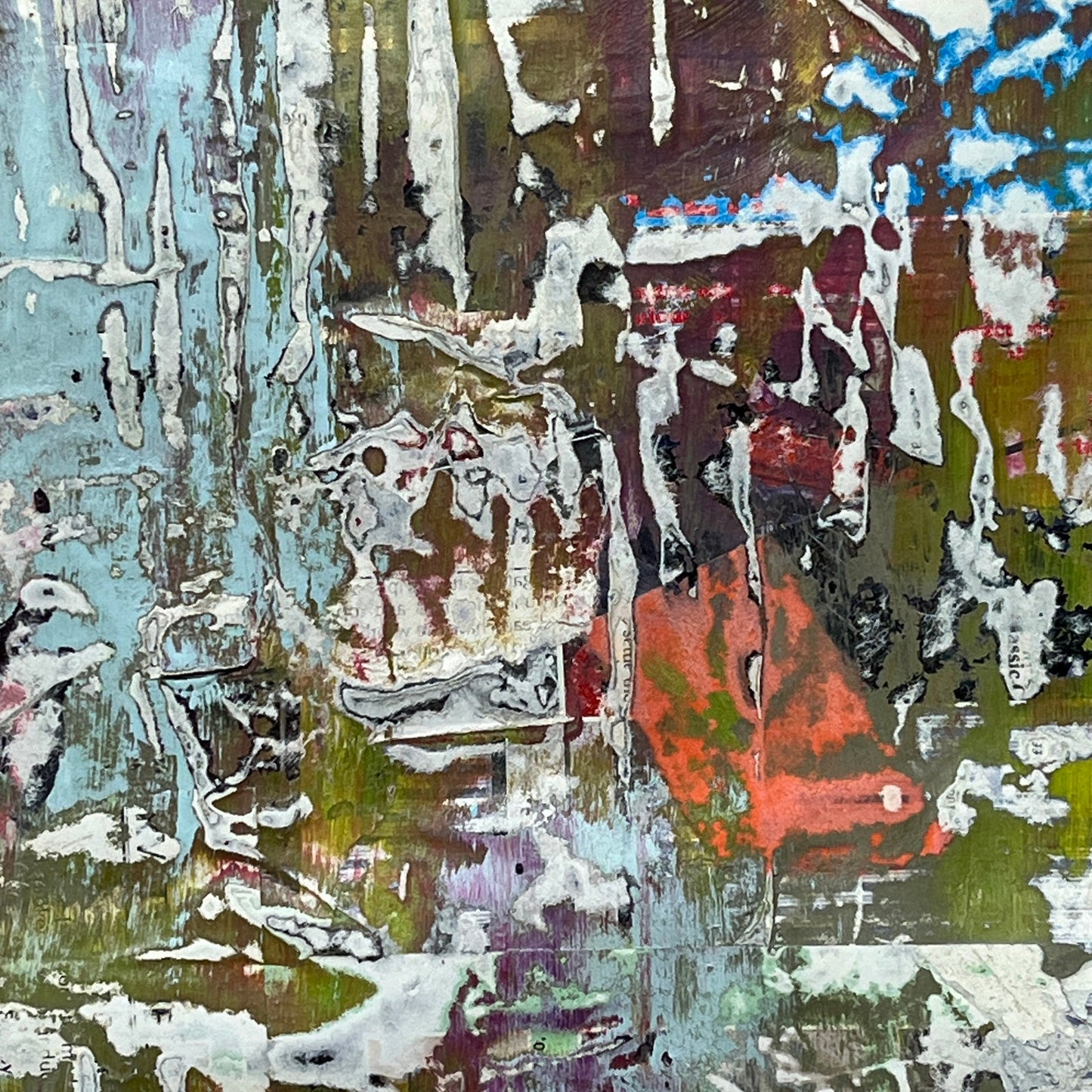Original Framed Mixed Media Modern Art Collage Painting 12x18 "Threshold"