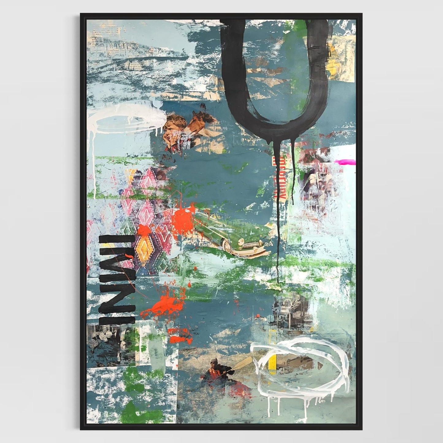 Original Mixed Media Abstract Modern Art Painting 24x36 "IMNI" Signed