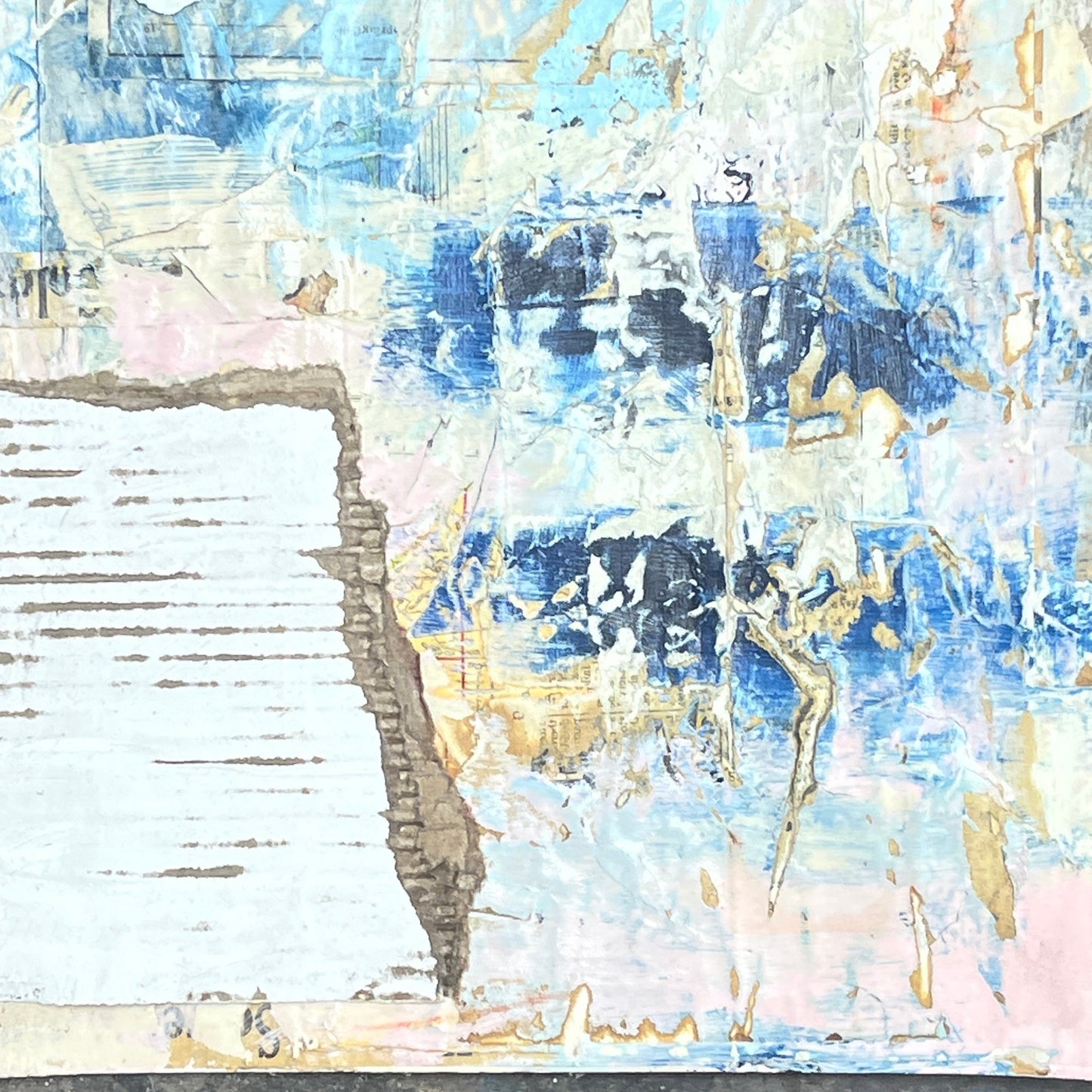 Original Framed Mixed Media Modern Art Collage Painting 12x18 "Hiccup"
