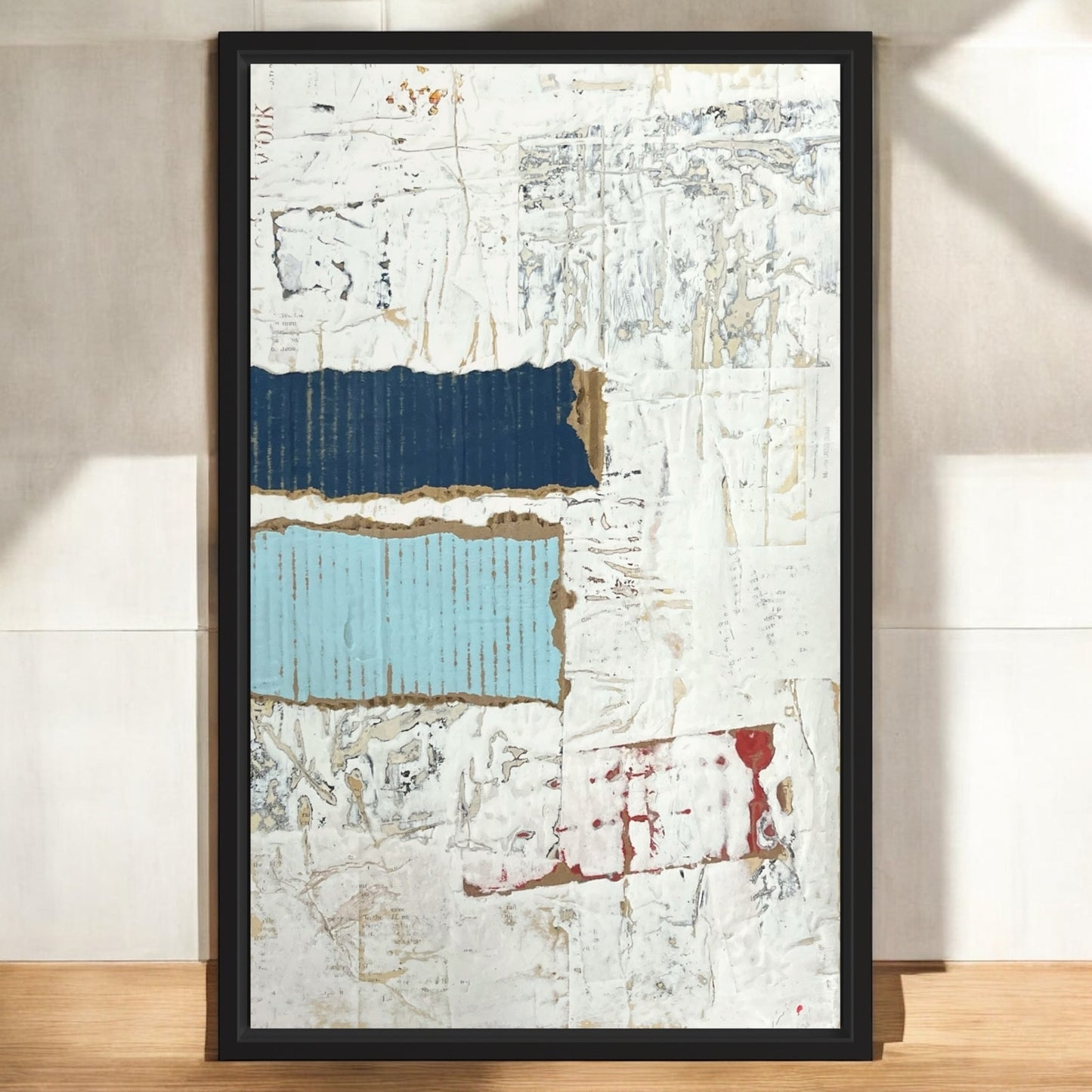 Original Framed Mixed Media Modern Art Collage Painting 12x18 "Hoplite"
