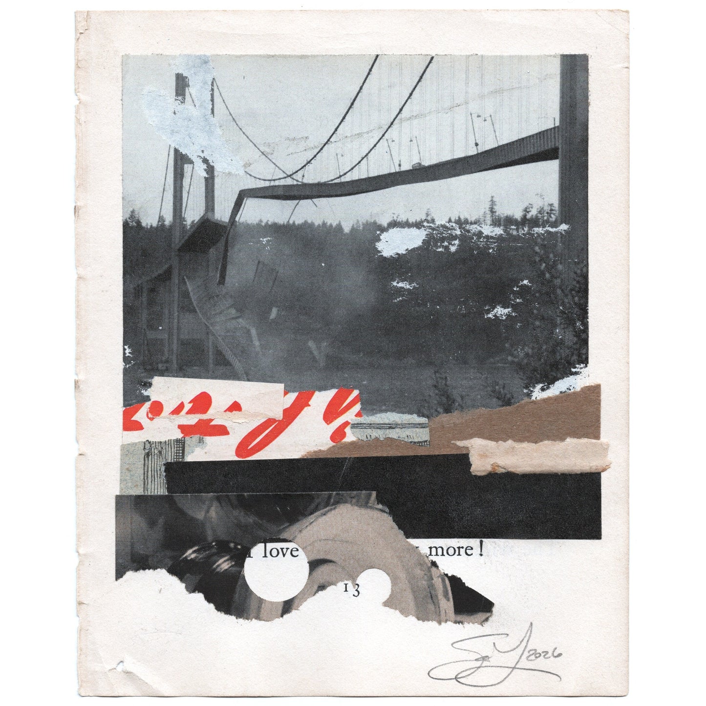 Original Mixed Media Modern Art Collage "Cathexis" 5.25x6.75" Signed
