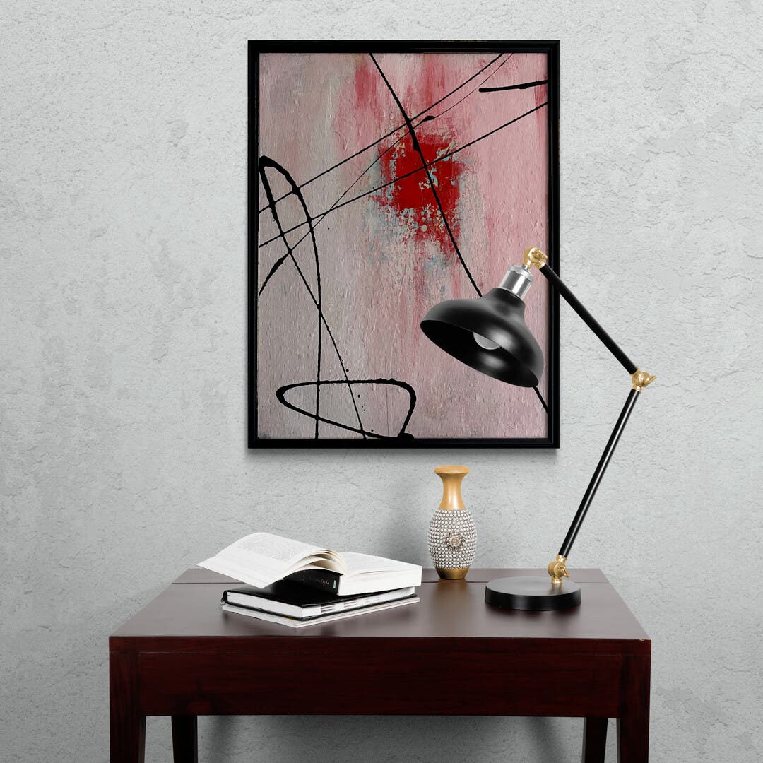 Original Framed Mixed Media Abstract Art Painting 19.5x25.5" Heart of Bold w/ COA
