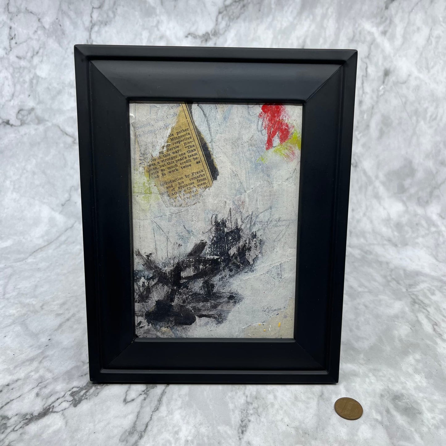 Original Framed Mixed Media Abstract Art Painting 7x9 “Frank Remarks" With COA