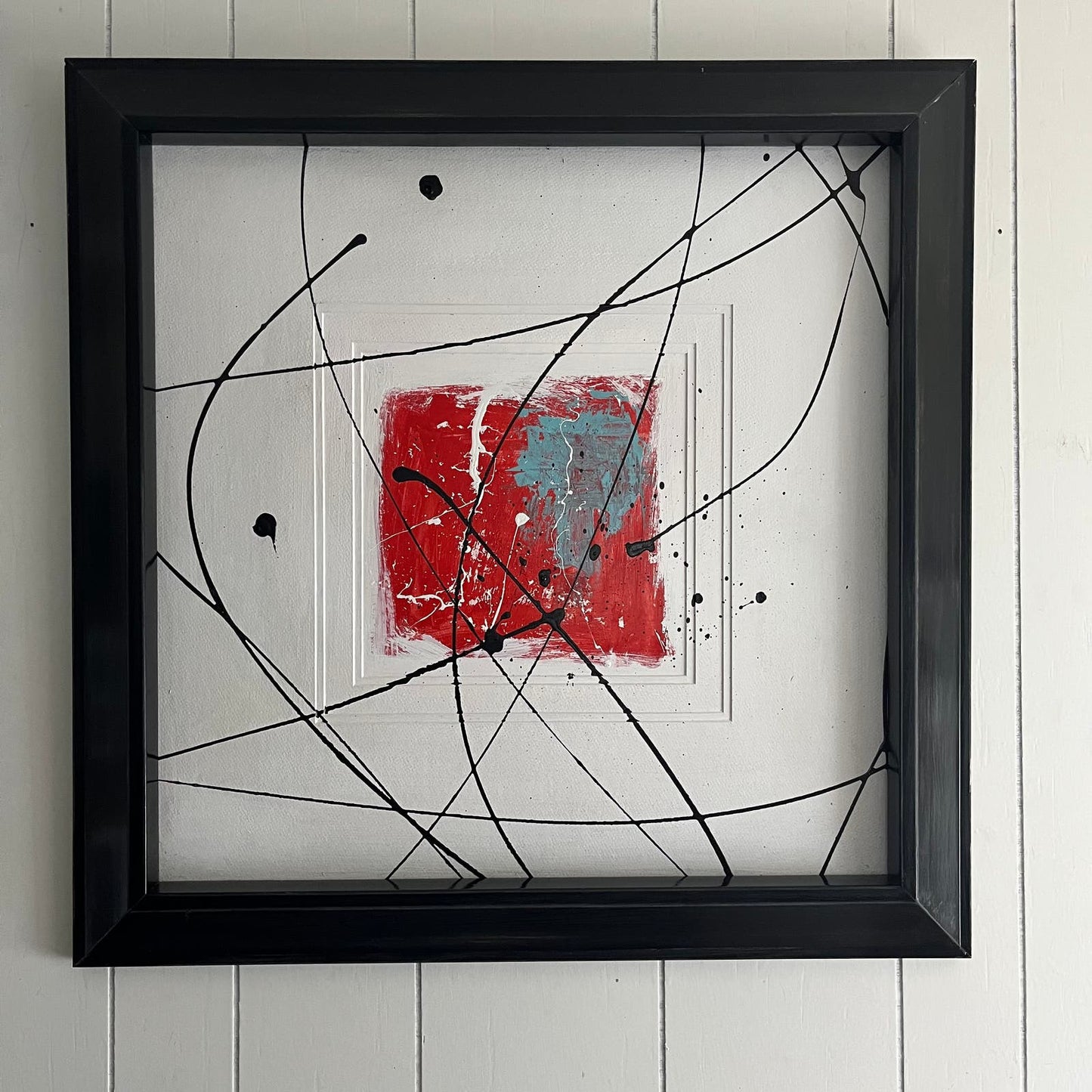 Original Large Framed Abstract Art Painting 29x29" “Macrocosm” With COA
