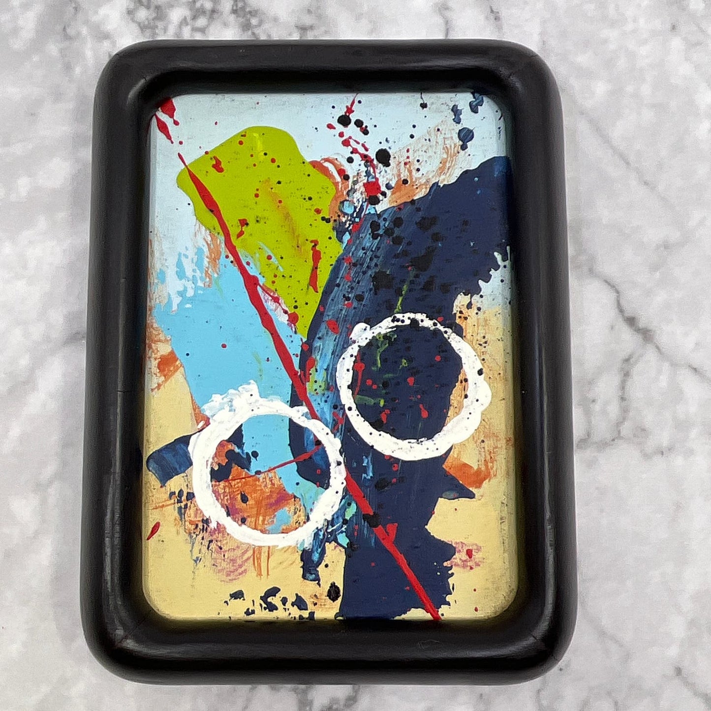 Framed Original Abstract Art Painting 4x6" Mini With COA TI6