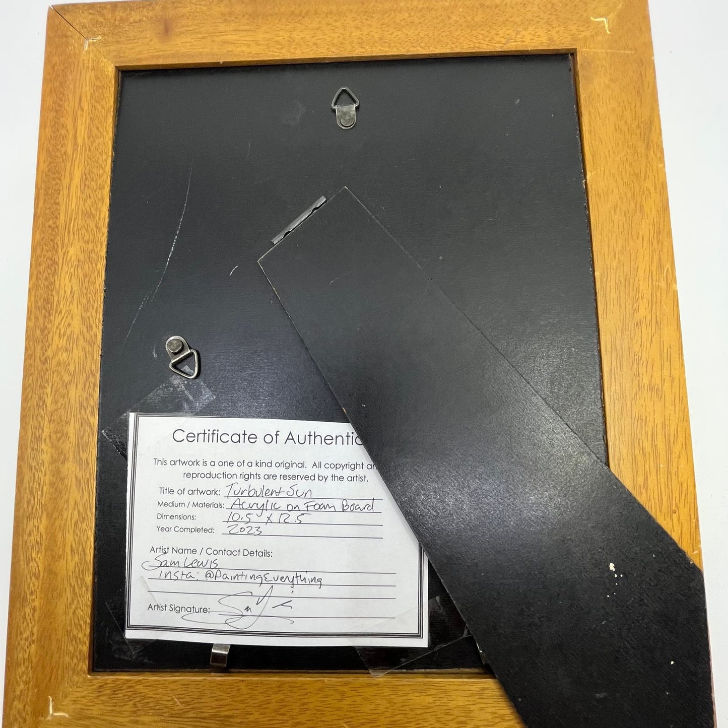 Framed Original Abstract Art Painting "Turbulent Sun" Acrylic 10.5x12.5 TI5