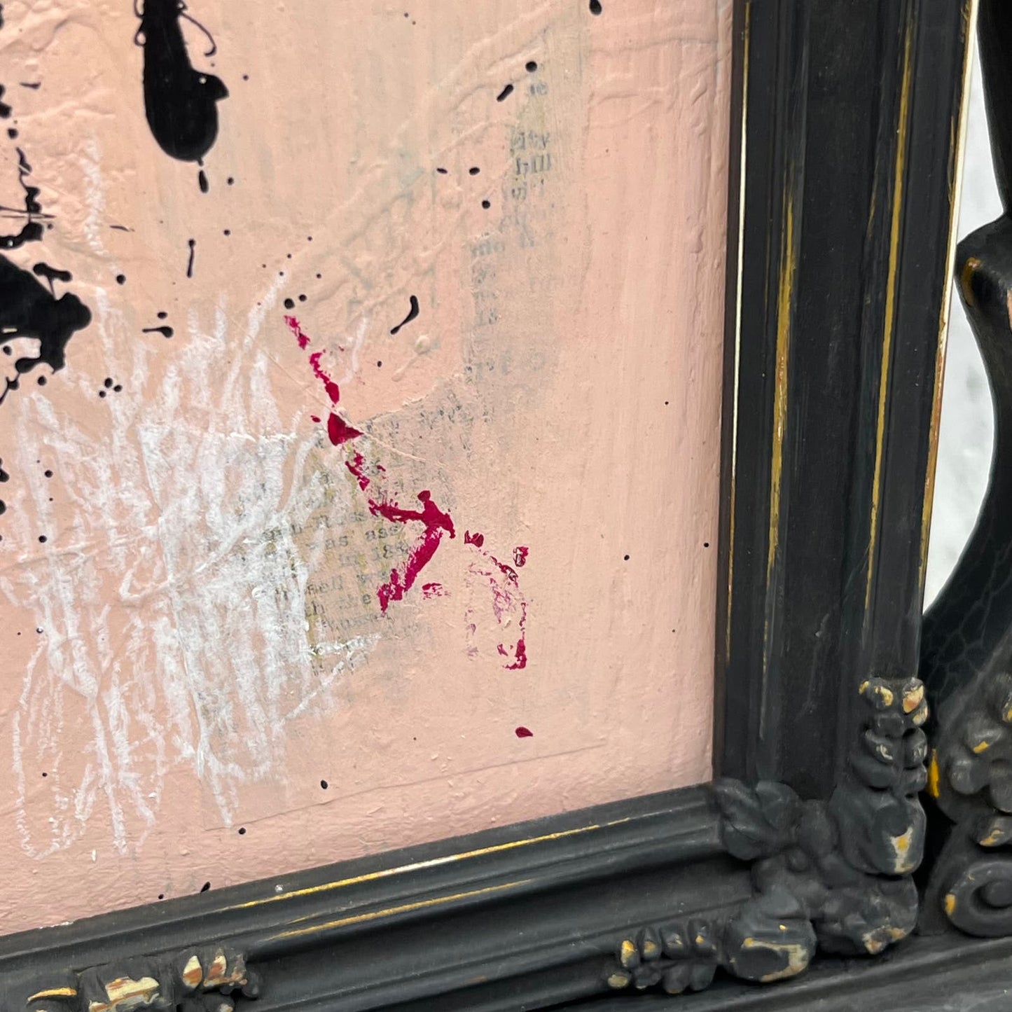 Original Framed Mixed Media Abstract Art Painting 15.5x13.5 Second Chance w/ COA