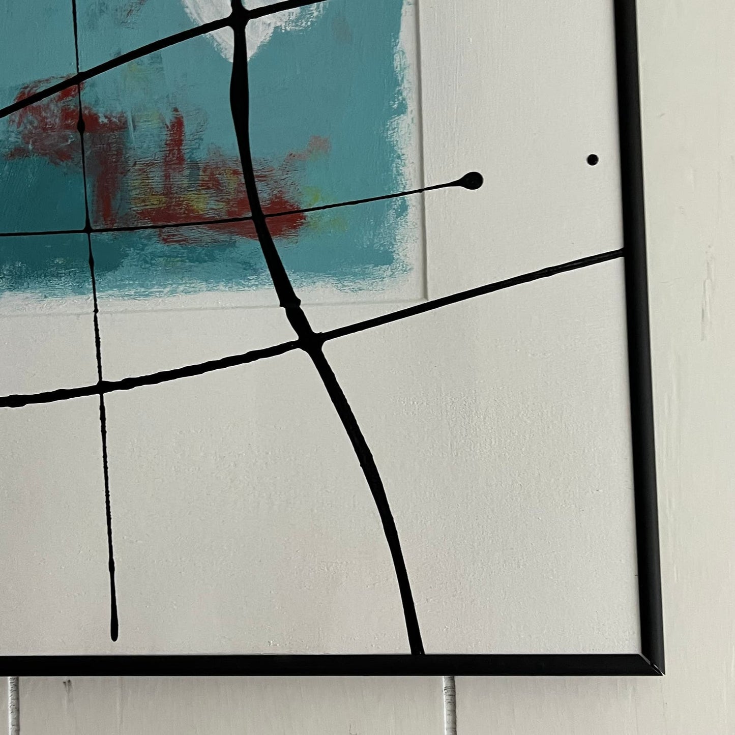 Original Framed Abstract Art Painting 16x20" Fire Down Below With COA