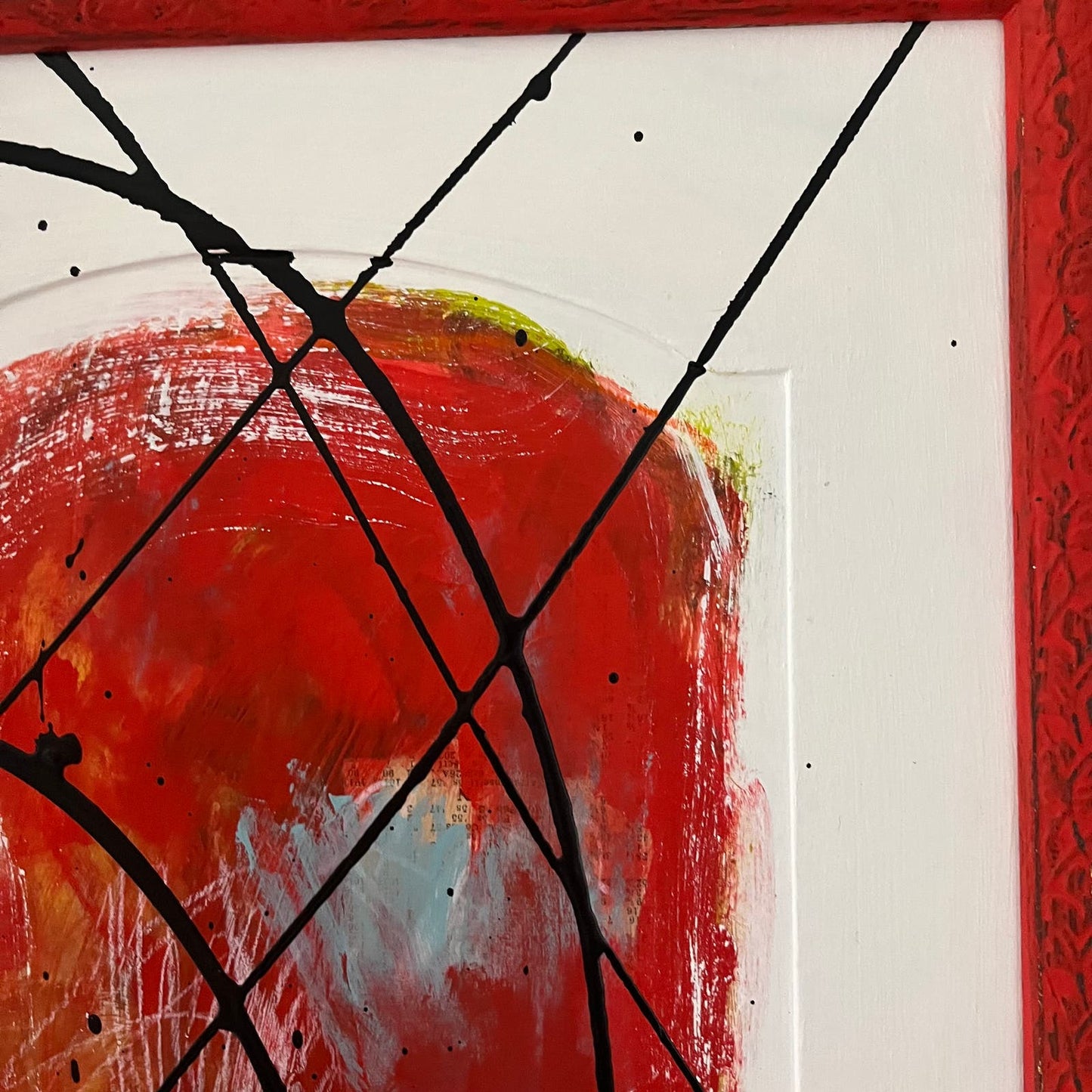 Original Framed Mixed Media Abstract Art Painting 23x15 “RED 26” With COA