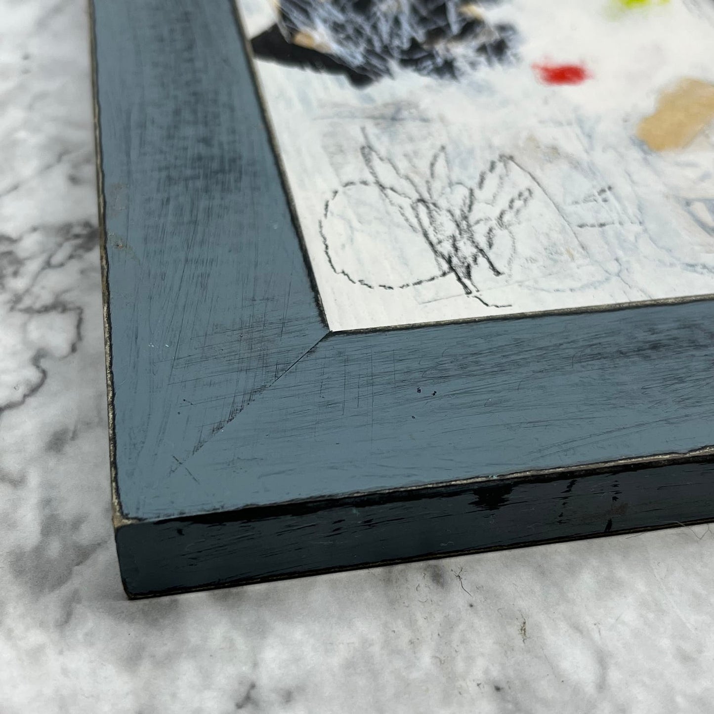 Original Framed Mixed Media Abstract Art Painting 7.5x9.5 “Tear" With COA