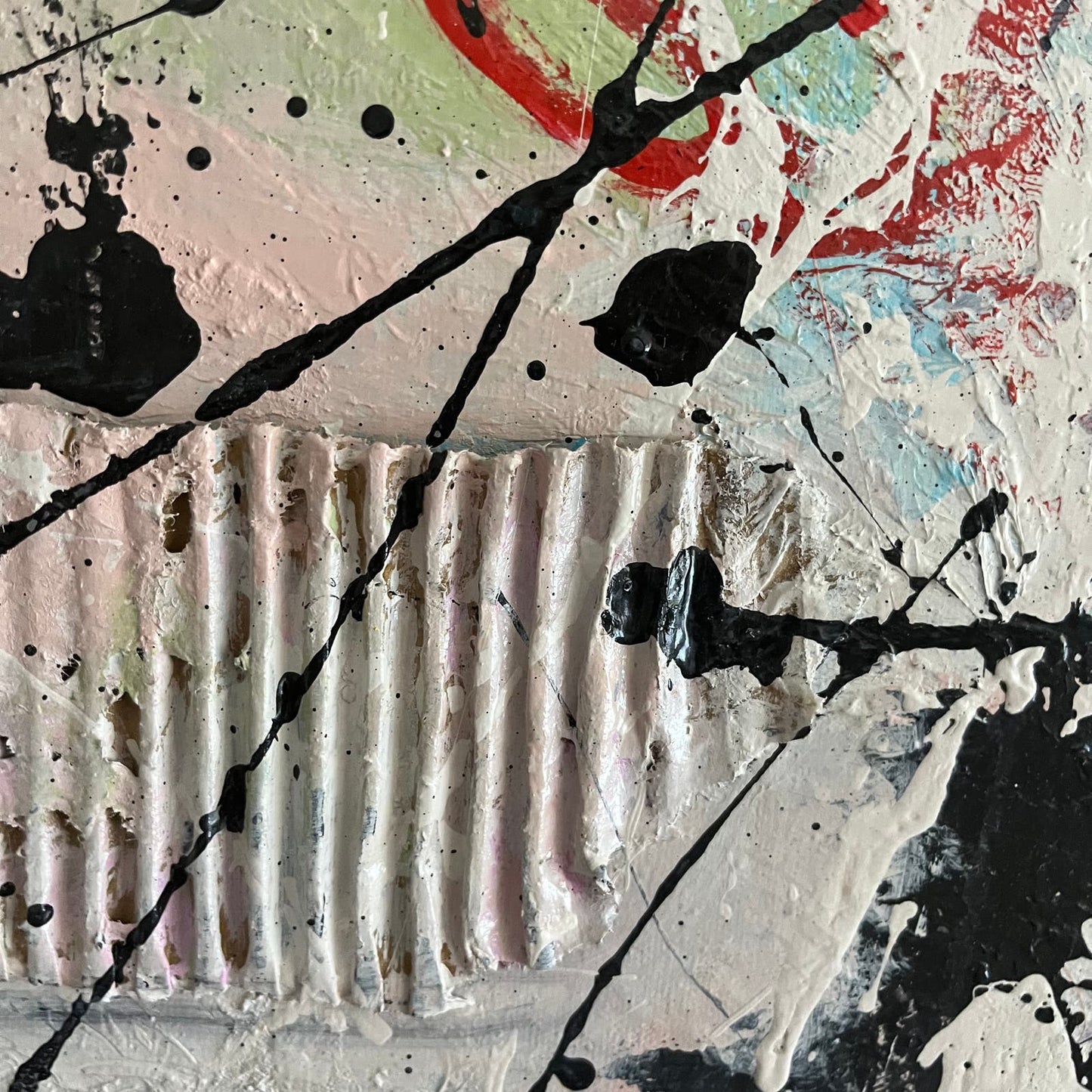 Original LARGE Mixed Media Abstract Art Painting 24x36" That’s Cap w/ COA