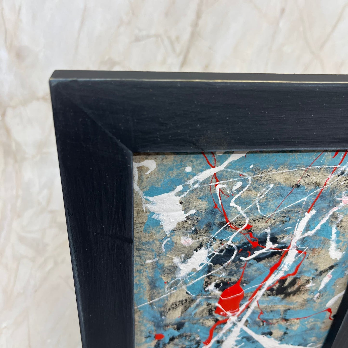 Original Framed Mixed Media Abstract Art Painting 9x7 "Distant Response" COA TJ9