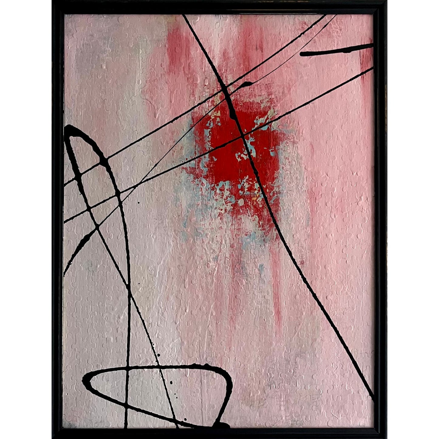 Original Framed Mixed Media Abstract Art Painting 19.5x25.5" Heart of Bold w/ COA