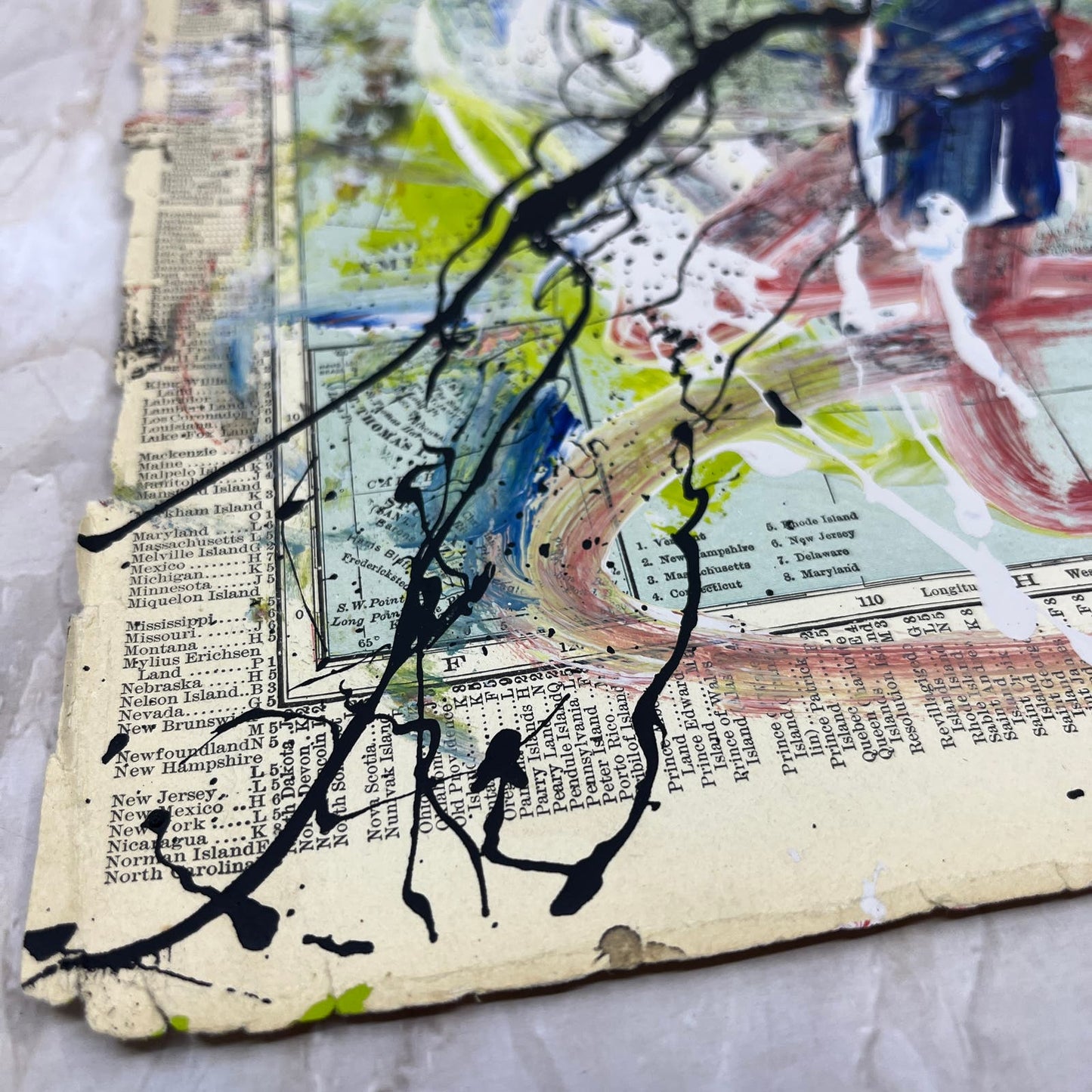 Original Mixed Media Abstract Painting 10x13” North America Wanderlust Signed #4