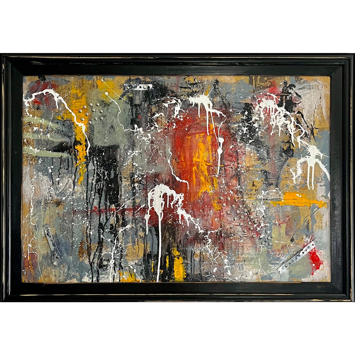 Original MASSIVE Framed Mixed Media Abstract Art Painting 42x30 “Oxidized” w COA