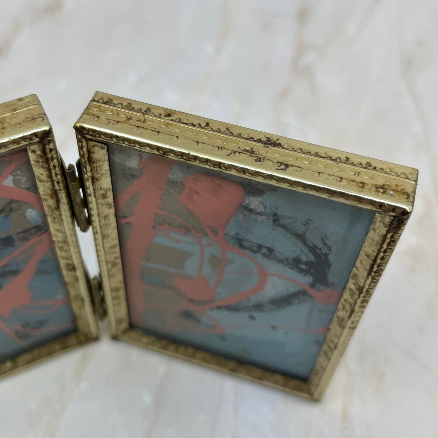 Original Framed Abstract Art Painting 2x3 Mini Diptych "Bold Mist" Signed TJ9
