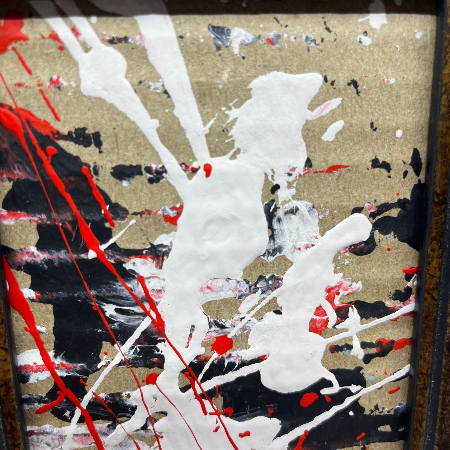 Original Framed Mixed Media Abstract Art Painting 6x8 "Prospect Union" COA TJ9