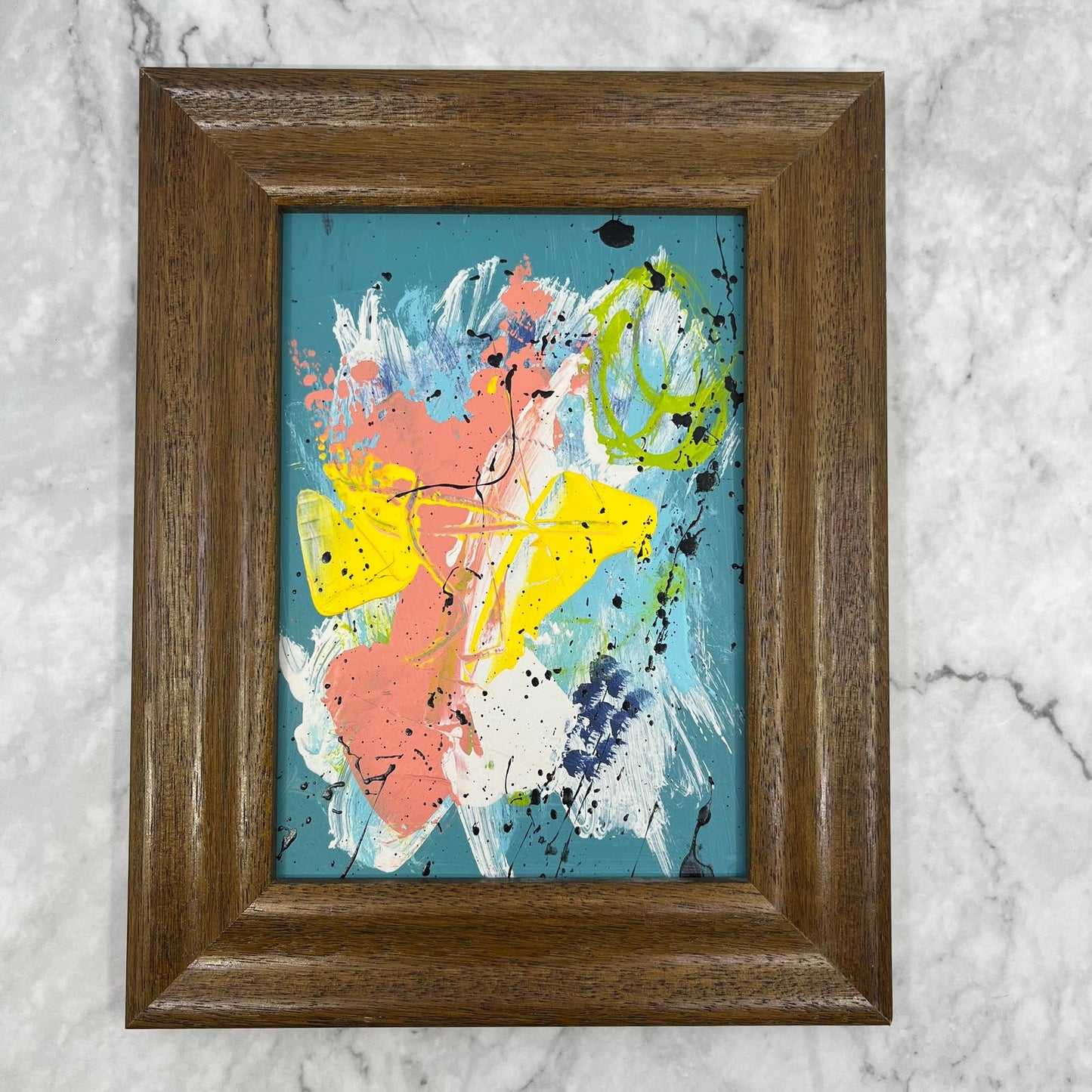 Framed Original Abstract Art Painting 9.5x7.5" Fruit Soup With COA TA2