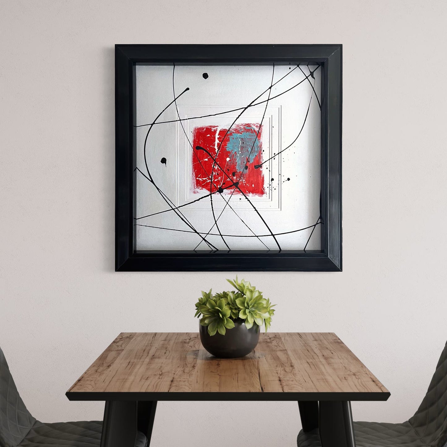 Original Large Framed Abstract Art Painting 29x29" “Macrocosm” With COA