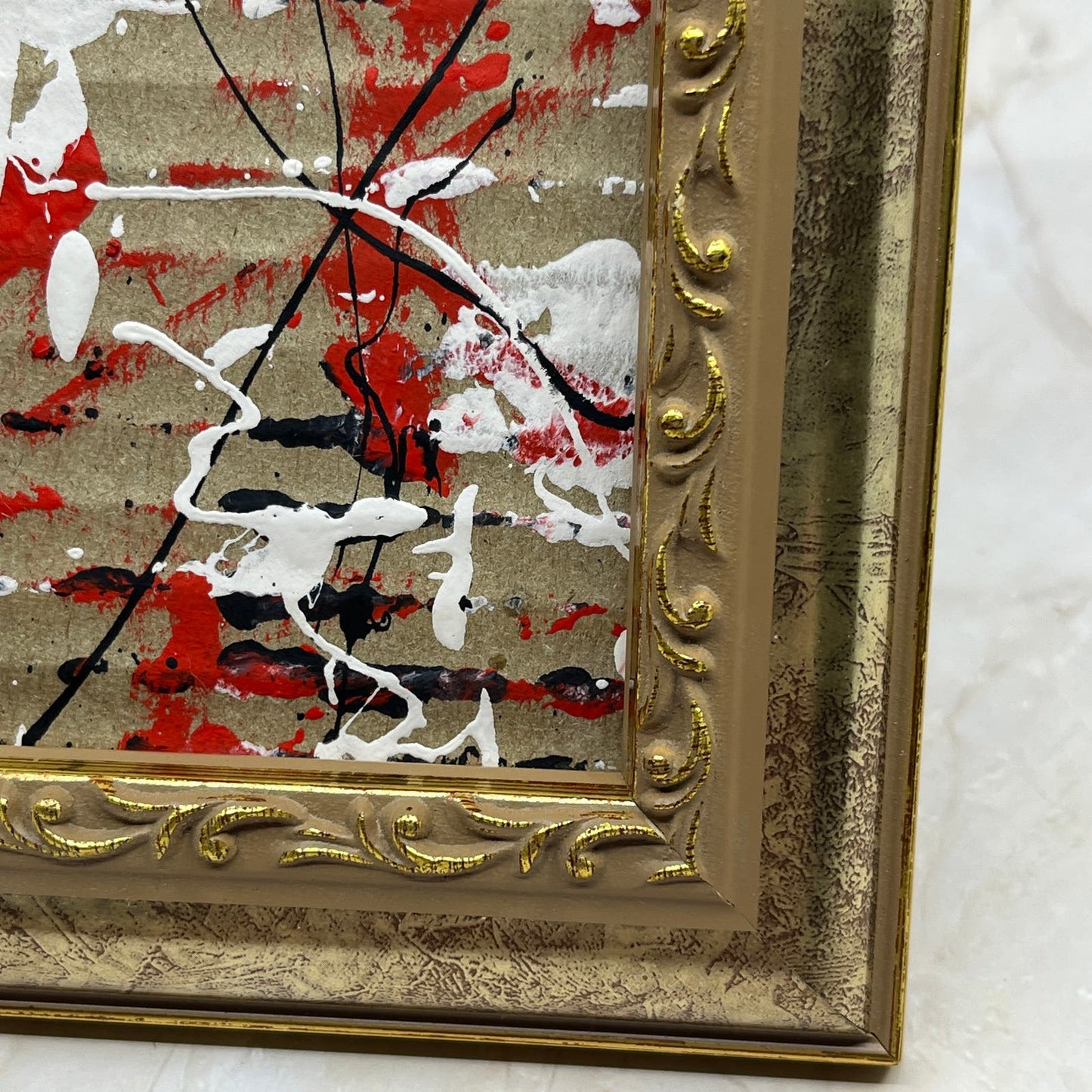 Original Framed Mixed Media Abstract Art Painting Mini “Exile Award" Signed TC9