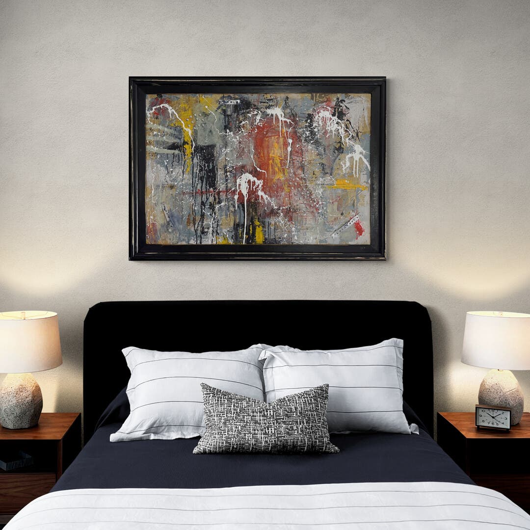 Original MASSIVE Framed Mixed Media Abstract Art Painting 42x30 “Oxidized” w COA