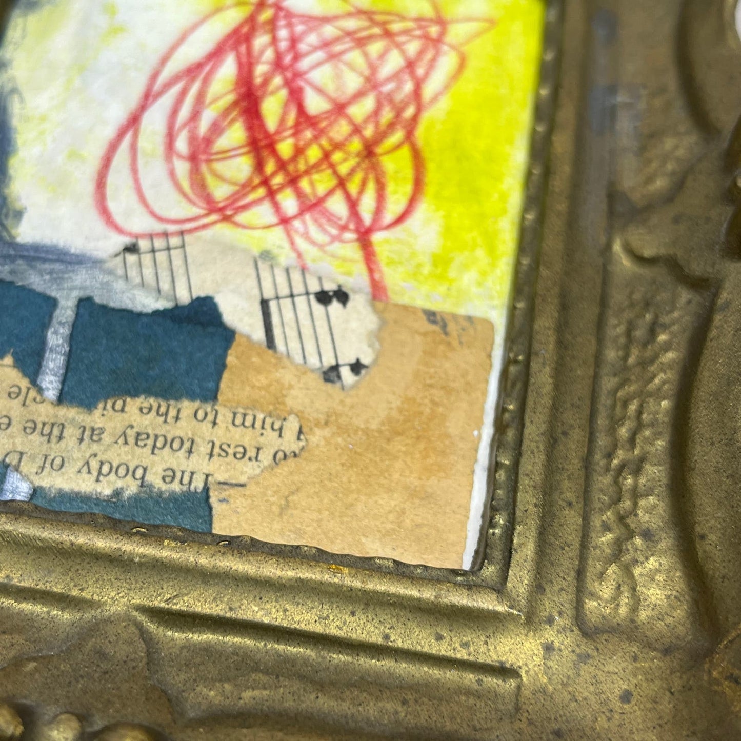 Original Framed Mixed Media Abstract Art Painting 6x5 Mini “Ready Regard" Signed