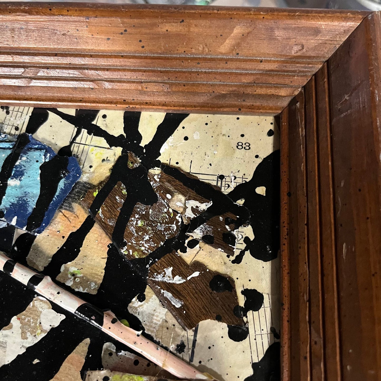 Original Framed Abstract Art Found Object Assemblage Collage 12x14.5” With COA