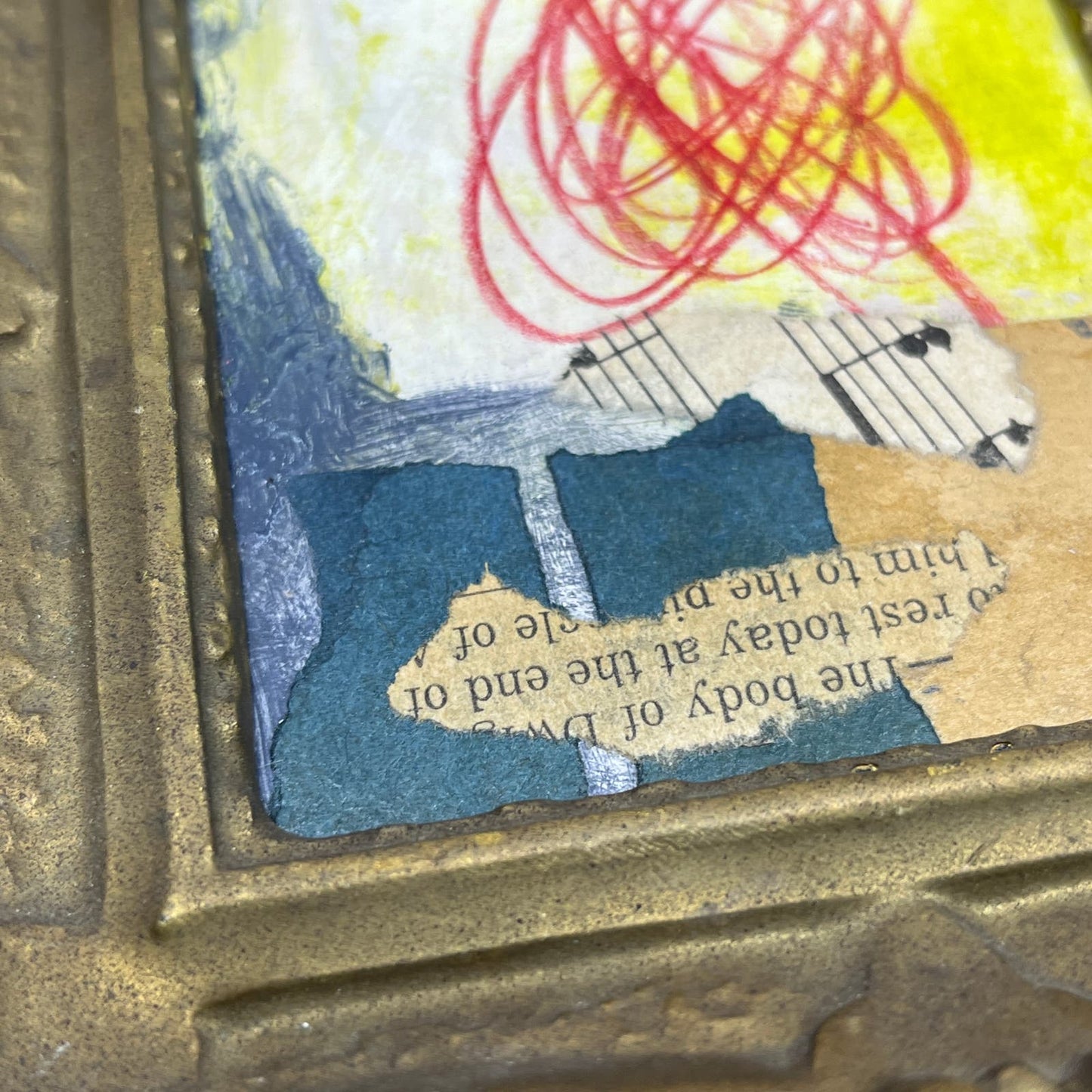 Original Framed Mixed Media Abstract Art Painting 6x5 Mini “Ready Regard" Signed