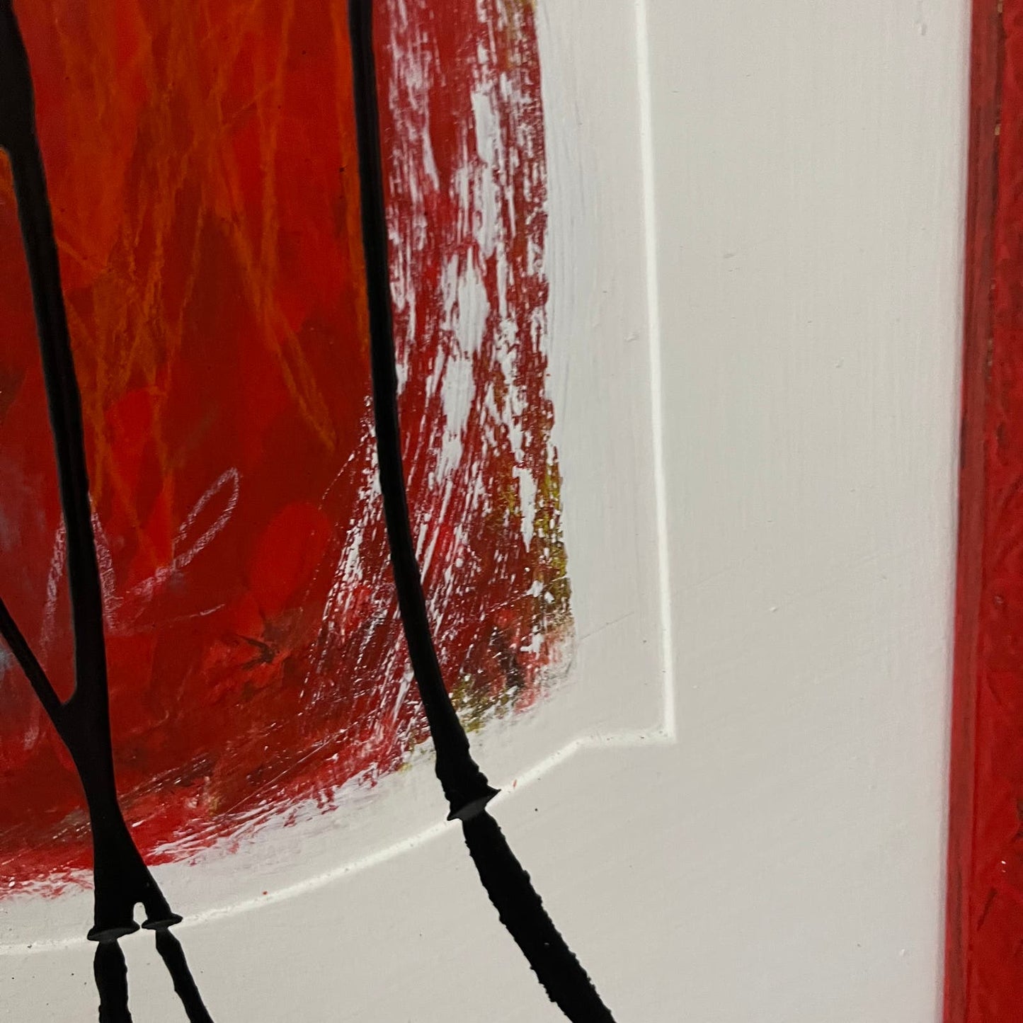 Original Framed Mixed Media Abstract Art Painting 23x15 “RED 26” With COA