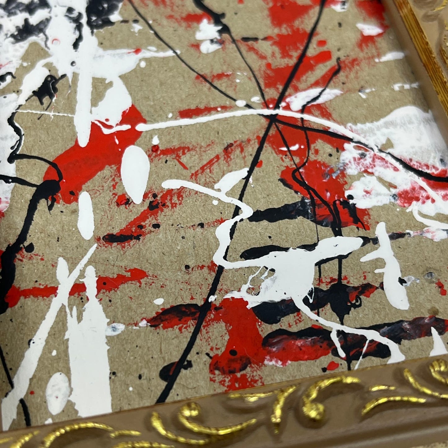 Original Framed Mixed Media Abstract Art Painting Mini “Exile Award" Signed TC9
