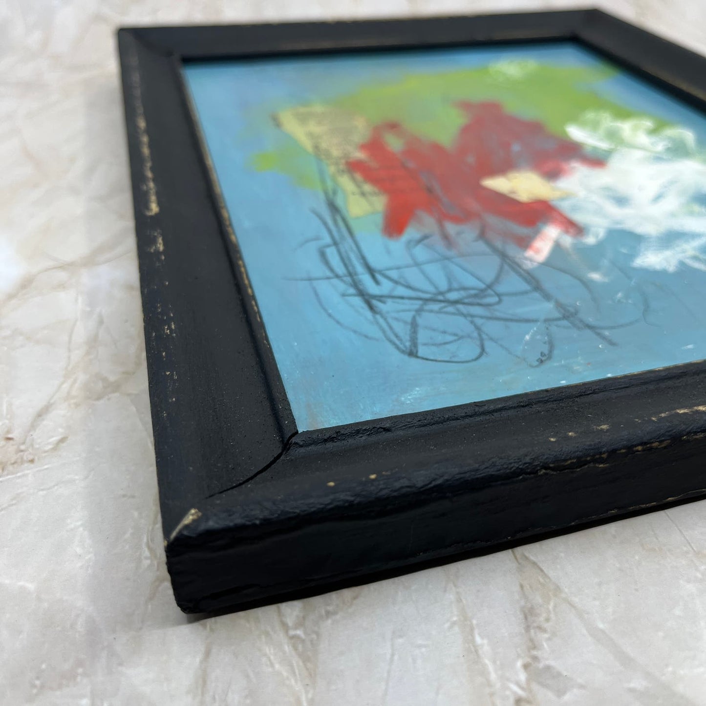 Original Framed Mixed Media Abstract Art Painting 9.5x11.5 “Single Variable" COA
