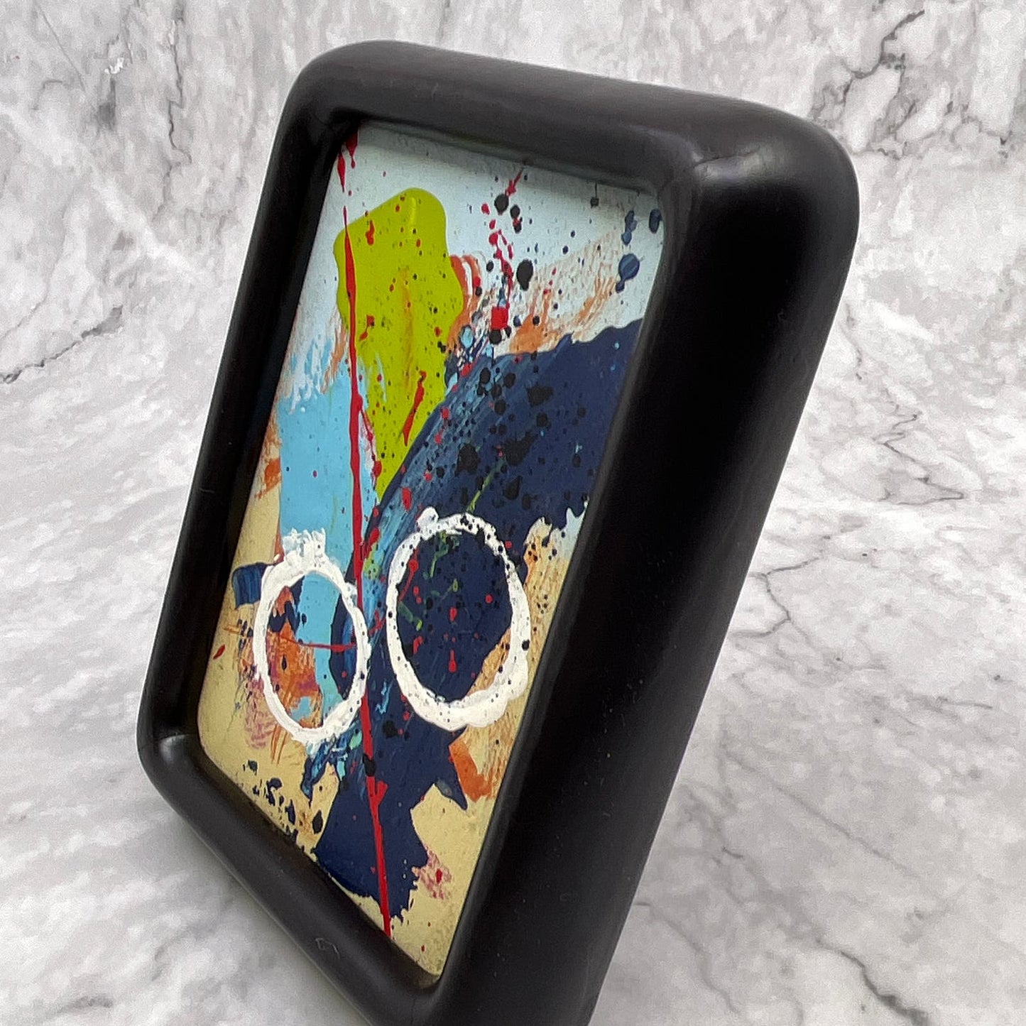 Framed Original Abstract Art Painting 4x6" Mini With COA TI6