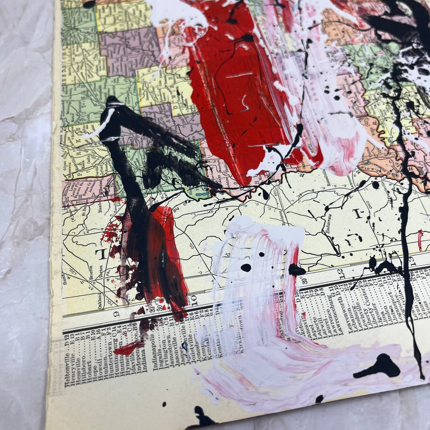 Original Mixed Media Abstract Art Painting 10x13” INDIANA Wanderlust Signed #6