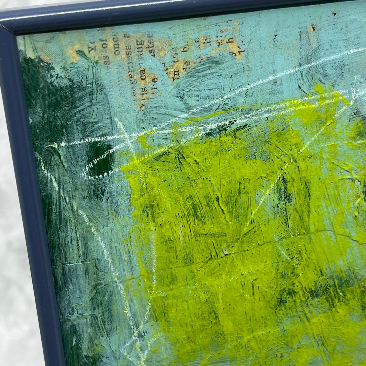 Original Framed Mixed Media Abstract Art Painting 8x10 “Blue OTS” With COA