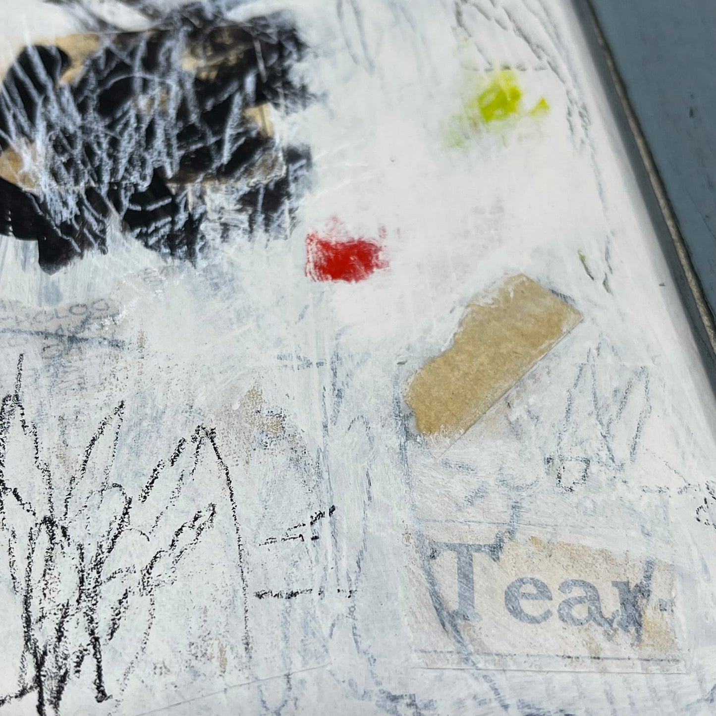 Original Framed Mixed Media Abstract Art Painting 7.5x9.5 “Tear" With COA