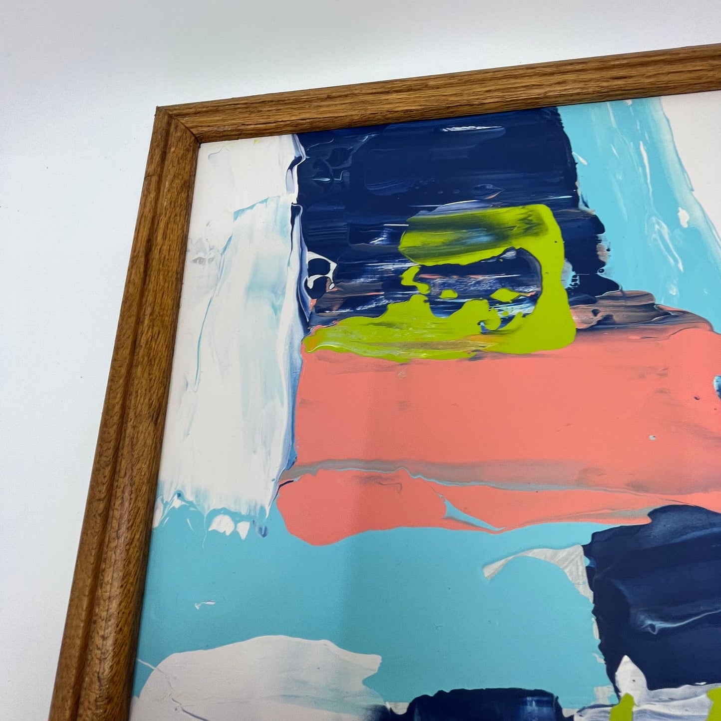 Framed Original Abstract Art Painting "Watermelon Gelato" Acrylic 12x15 TI5