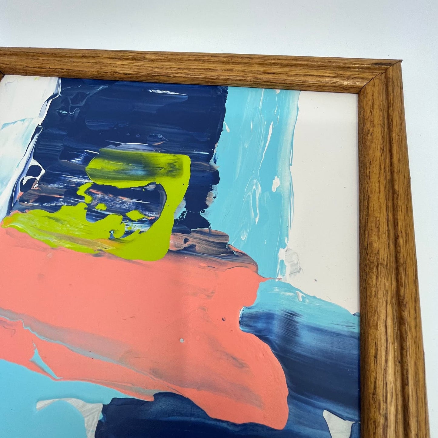 Framed Original Abstract Art Painting "Watermelon Gelato" Acrylic 12x15 TI5
