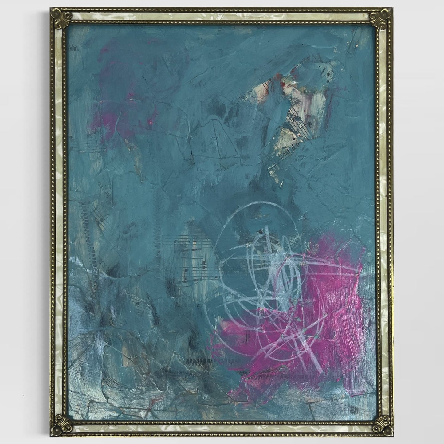 Original Framed Mixed Media Abstract Art Painting 8x10 “Linen Cell" With COA