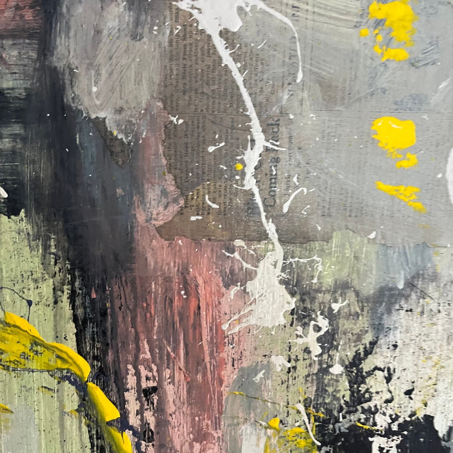 Original MASSIVE Framed Mixed Media Abstract Art Painting 41x29 Saturday Morning
