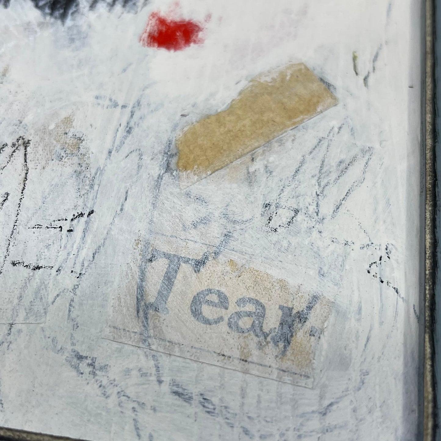 Original Framed Mixed Media Abstract Art Painting 7.5x9.5 “Tear" With COA