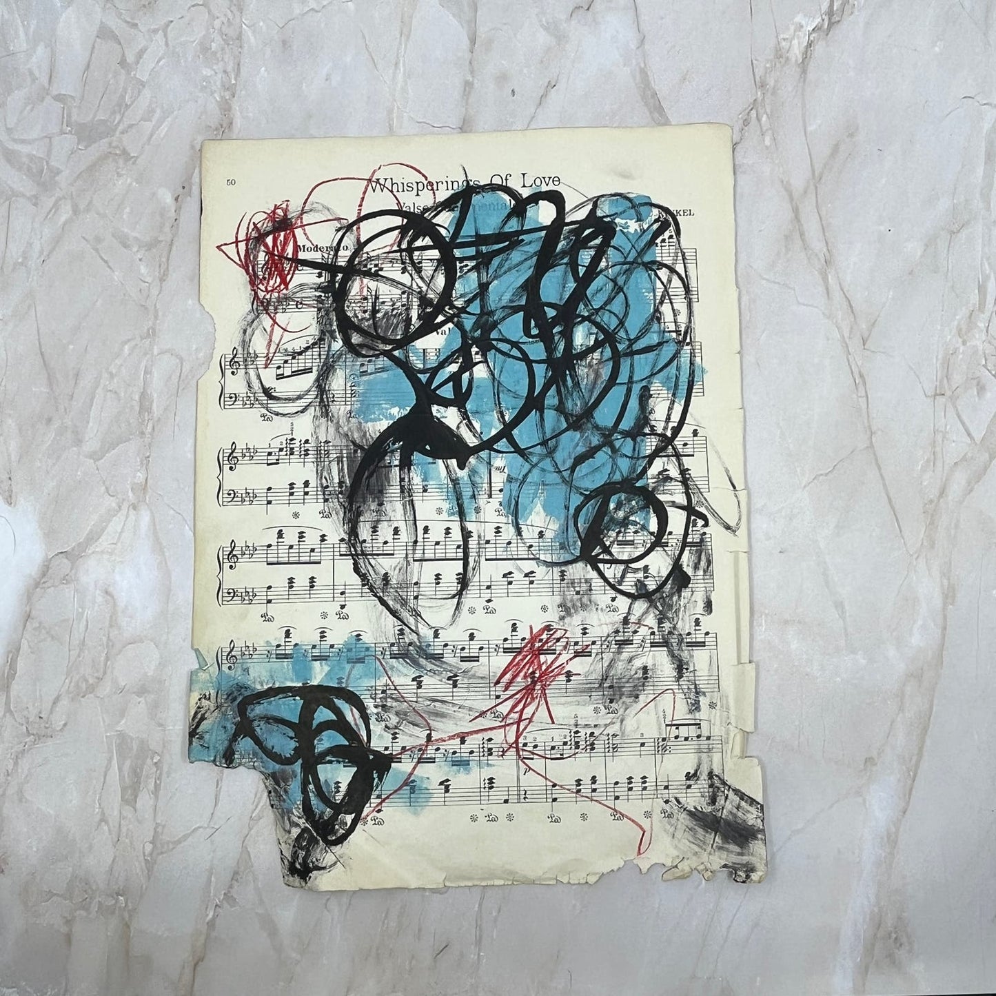 Original Mixed Media Abstract Art Painting 9.5x13” Vivid Notes Signed #11