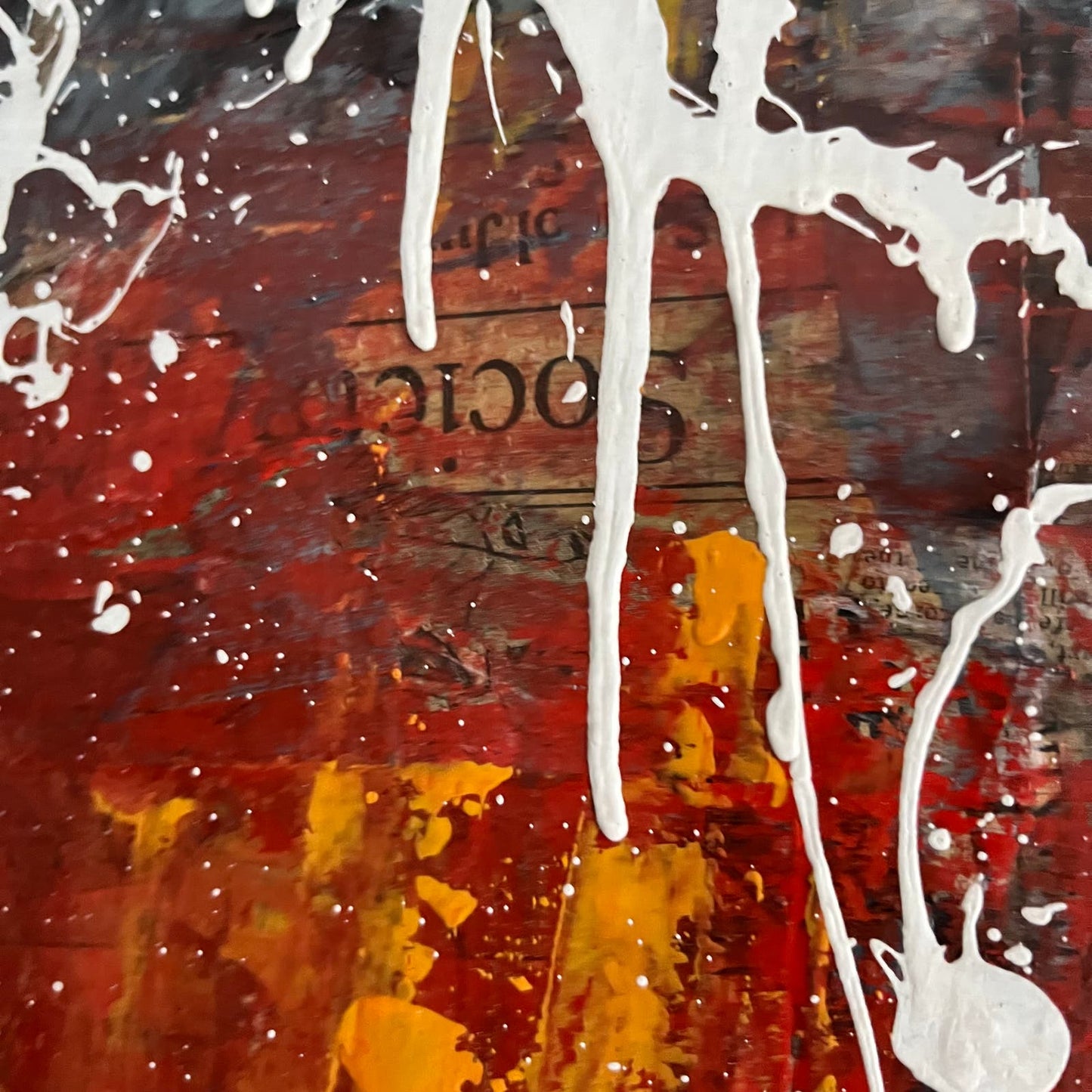 Original MASSIVE Framed Mixed Media Abstract Art Painting 42x30 “Oxidized” w COA