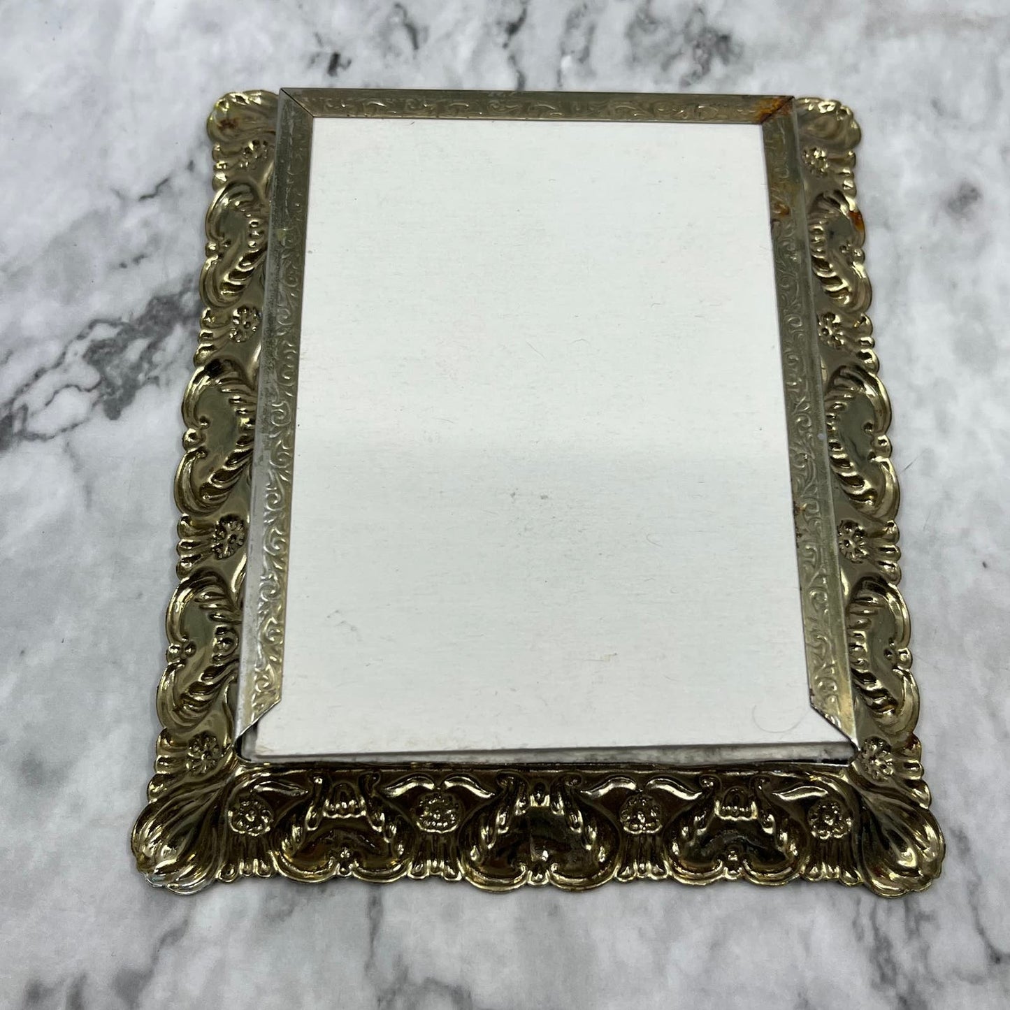 Original Framed Abstract Art Painting 4x5" Mini in Vintage Brass Frame w COA TJ4