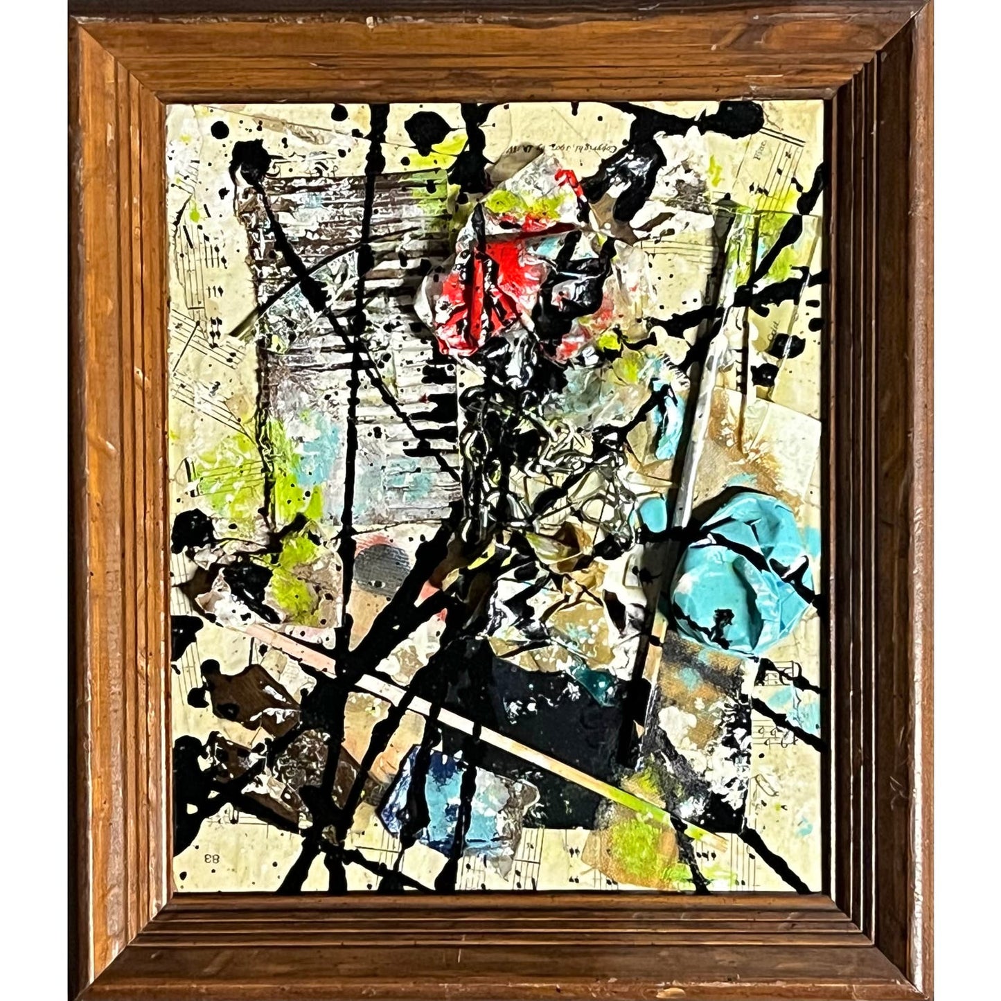 Original Framed Abstract Art Found Object Assemblage Collage 12x14.5” With COA