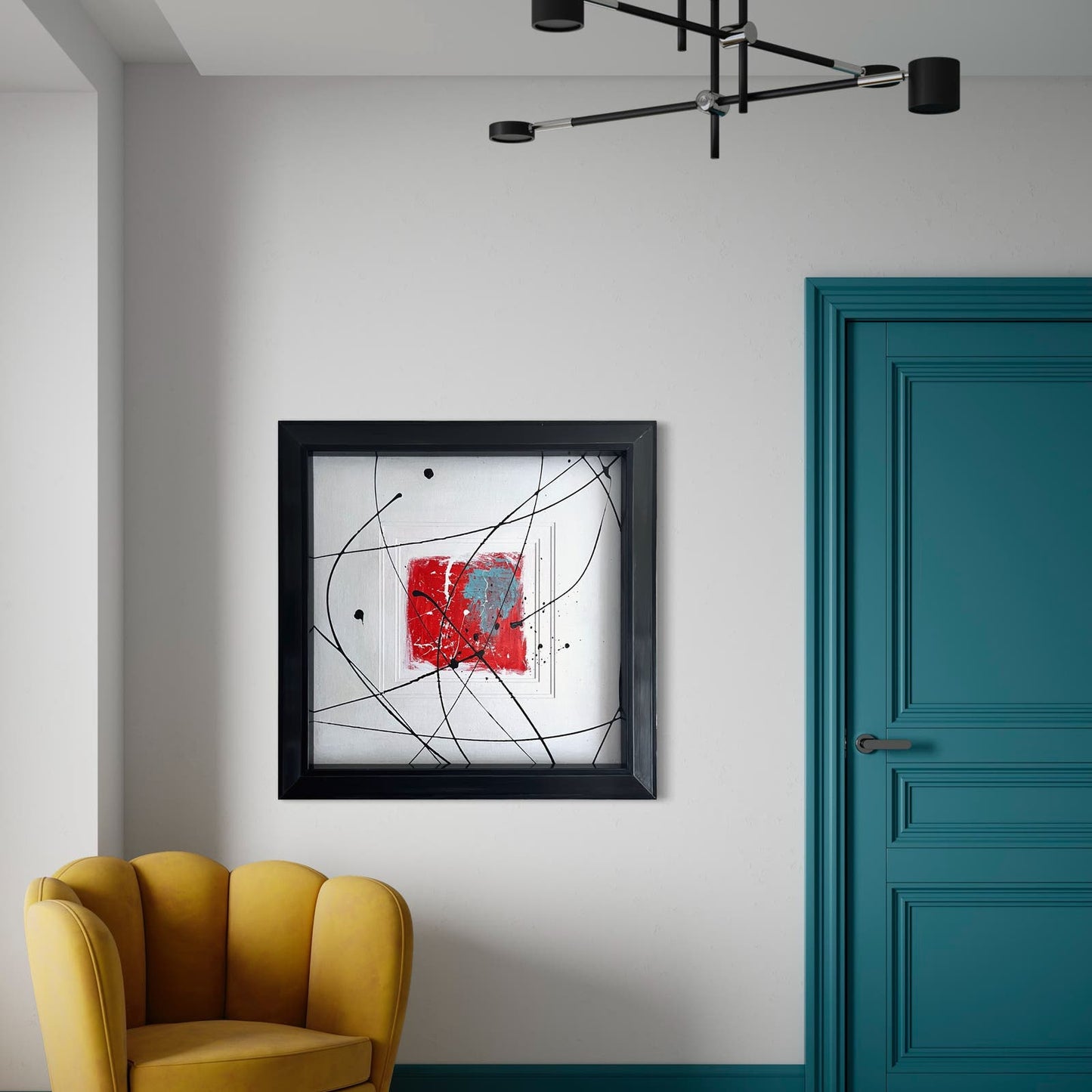 Original Large Framed Abstract Art Painting 29x29" “Macrocosm” With COA